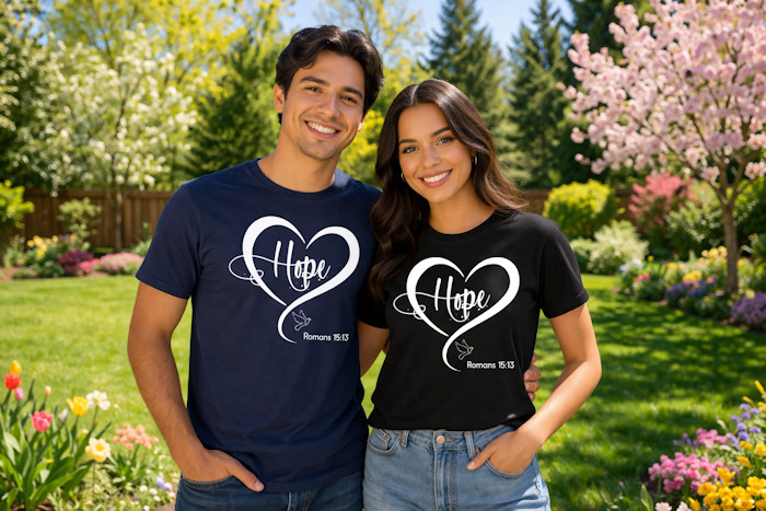 CoupleHopeShirtGarden700 Couple wearing Heart Hope Shirt